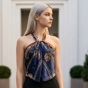 🆕🎁Luxury Satin  Scarf Top